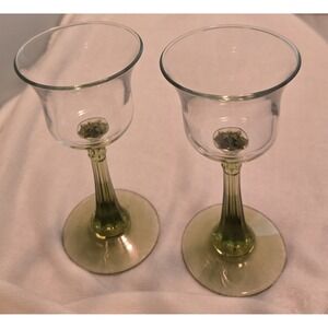 2 PartylLite Radiant Glow Green Stemmed Votive Candle Holders
